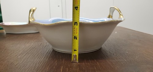 NORITAKE BLUE LUSTER HAND PAINTED LANDSCAPE GOLD HANDLED BOWL - Picture 11 of 11