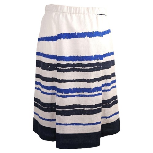 Coldwater Creek Linen Cotton Abstract Print A-Line Pleated Skirt Women's PS - Picture 3 of 8