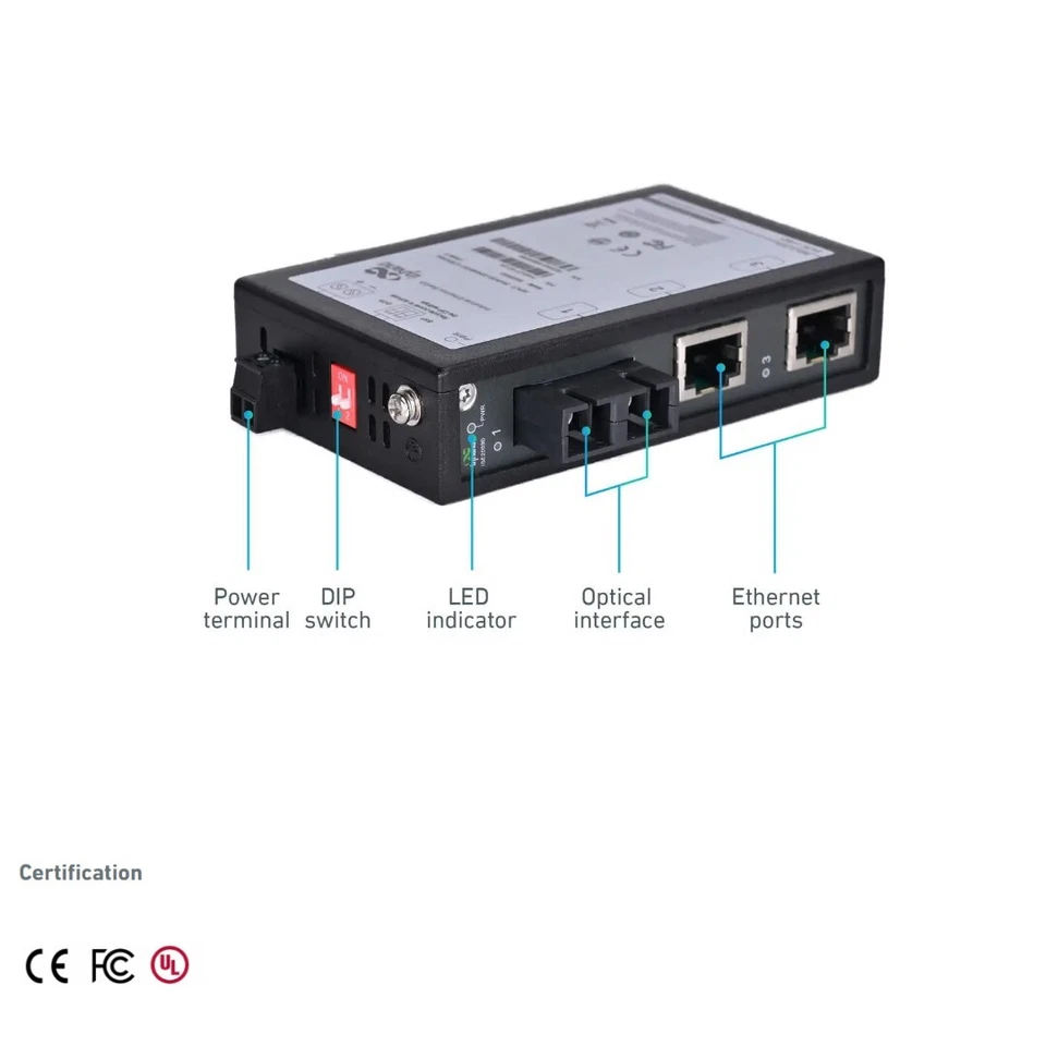 InHand Networks Industrial Unmanaged Fast Ethernet DIN-Rail Switch Fiber Optic - Image 2 of 4