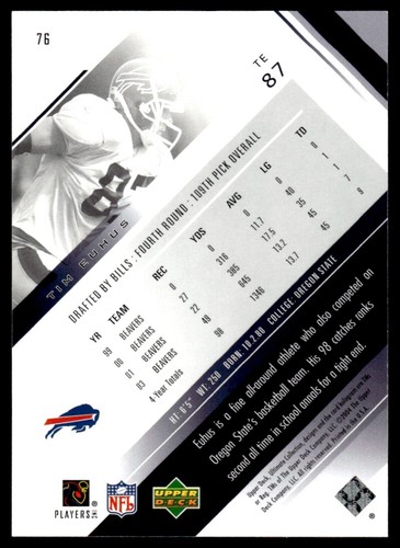 2004 Upper Deck Ultimate Collection Tim Euhus Rookie /750 Buffalo Bills #76 - Picture 2 of 2
