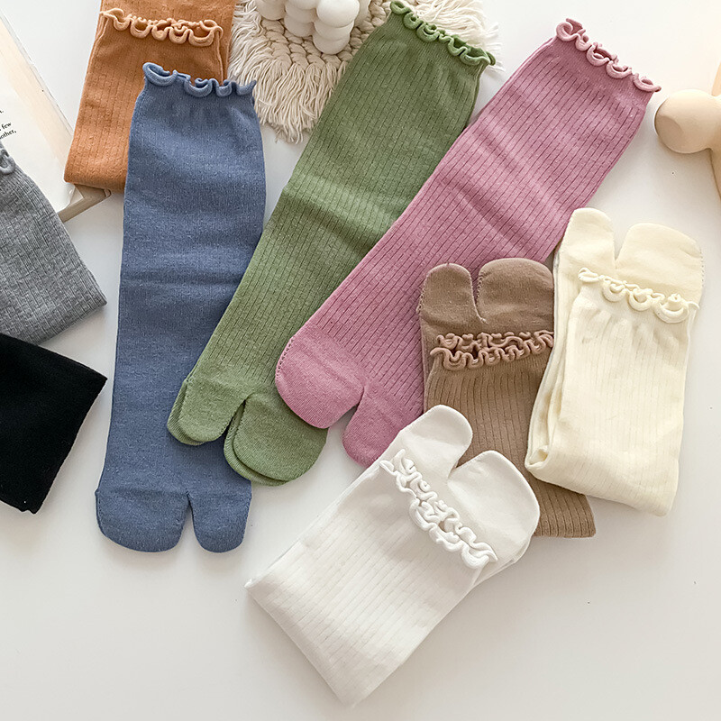 3 Pairs Japanese Lady Ankle Socks Tabi Split Toe Hosiery Geta