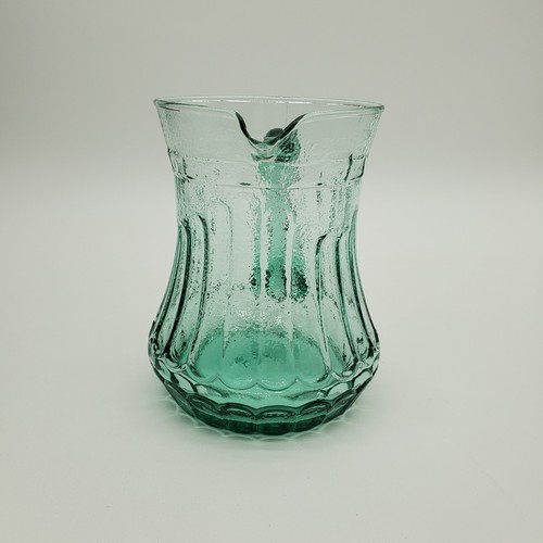 Vintage Green Glass Ribbed Pitcher - Picture 3 of 7
