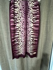 Vakko Purple  White Animal Print Silk Scarf