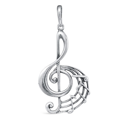 Bodenschlüssel Anhänger versilbert - Geschenk für Musiker - Bodenschlüssel Anhänger