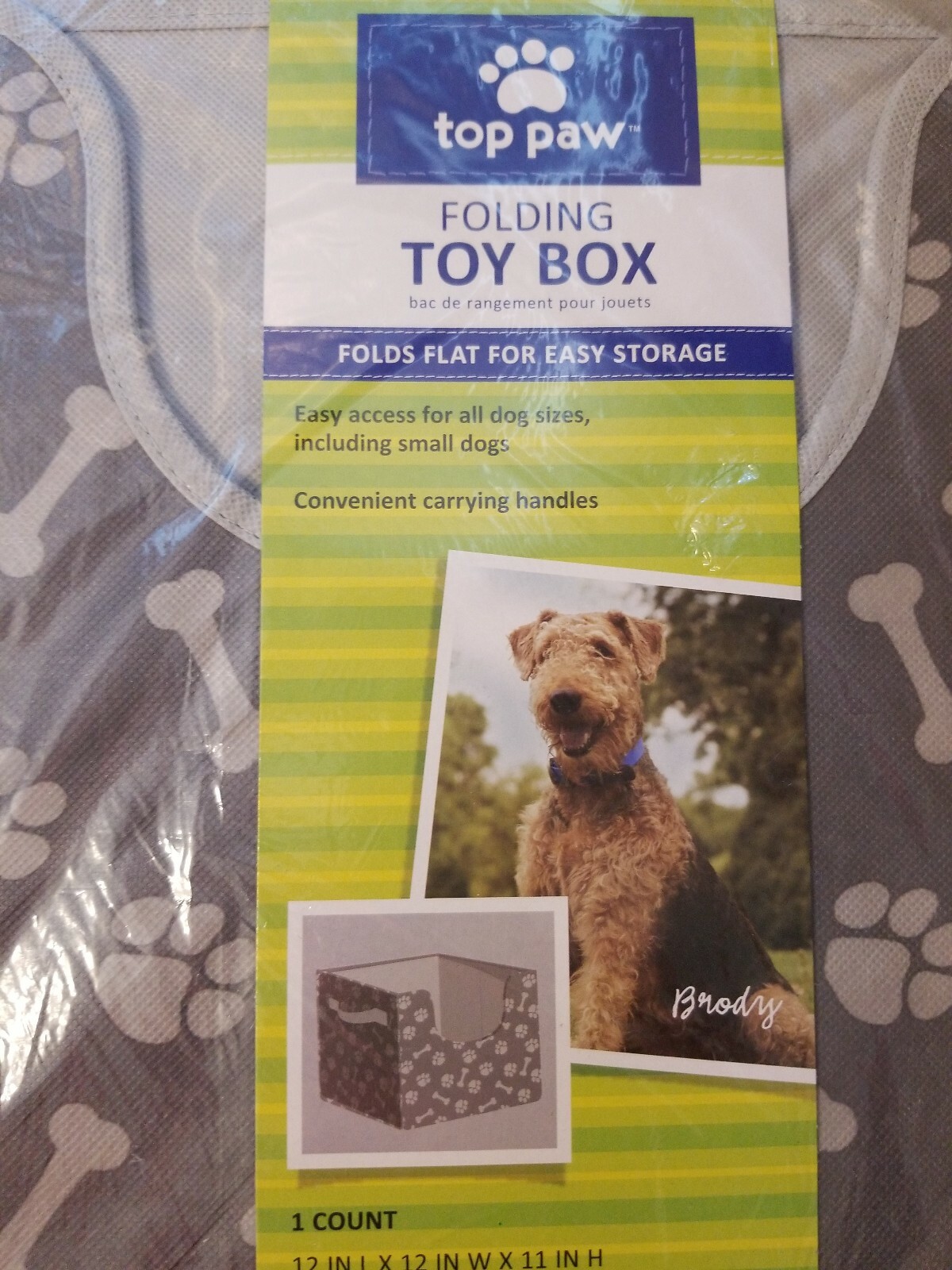 Top Paw Folding Toy Box with Handles Collapsible for Dogs Cats Kids~NEW 