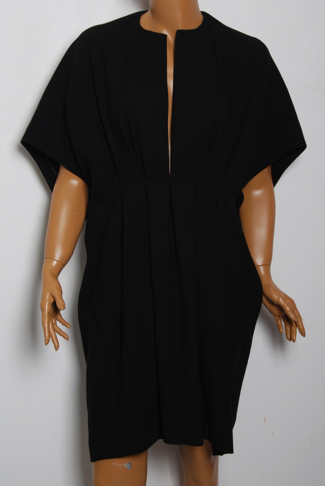 Abito oversize Yves Saint Laurent nero lana manica 3 4 body avvolgente taglia FR 36