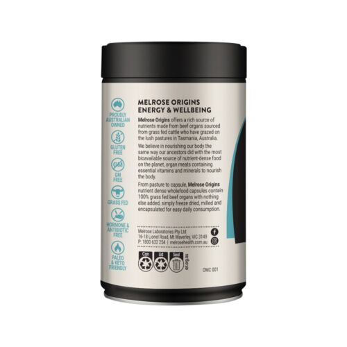 New Melrose Origins Energy & Wellbeing 120 Capsules Grass Fed Beef Liver 1000mg - Picture 2 of 3