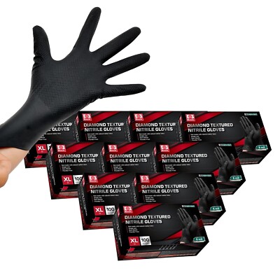 Heavy Duty 8Mil Black Nitrile Mechanic Gloves With Textured Grip, 100pcs-1000pcs