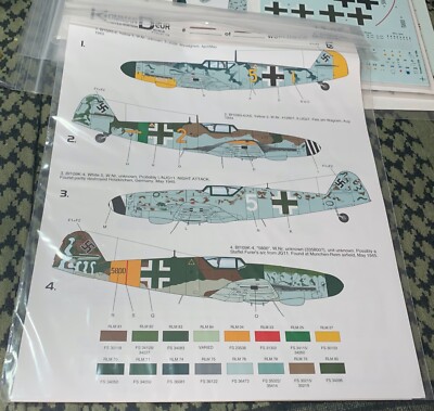 Bf-109 Gustav & Kurfurst JG26 JG27 NJG11 JG11 Kommandeur Decals 1:48 #KD4806Bf