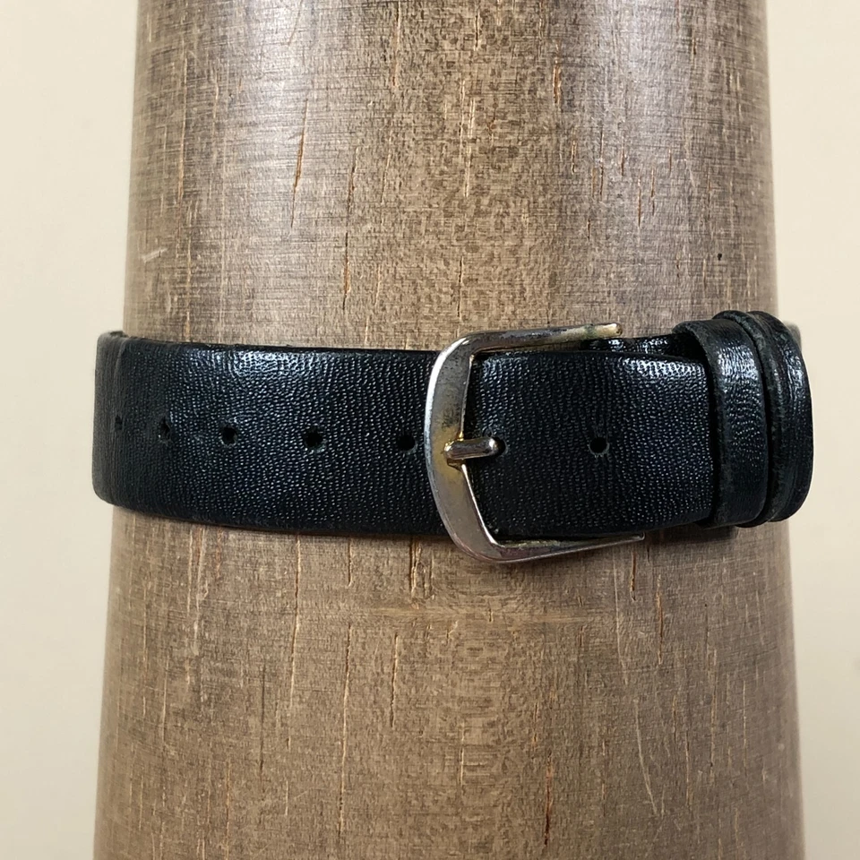 Винтажные женские кварцевые аналоговые часы Tali Dress Dual Time черная кожа 18 мм 7 1/4 дюйма - Изображение 4 из 4