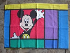 Vintage Disney Mickey Mouse  Goofy Standard Pillowcase Color Block Double Side