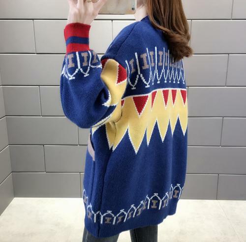Women's Knitted Sweater Cardigan Jacket Embroidery Loose Fashion Elegant Casual - Imagen 10 de 14