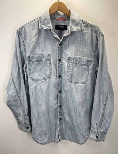 Levi Signature Jeanshemd Herren Gr. M Metallknöpfe Langarm (AUSFRANSEN
