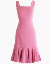 NWT J Crew Fluted Hem Stretch Faille Dress In Pink Womens Sz 2