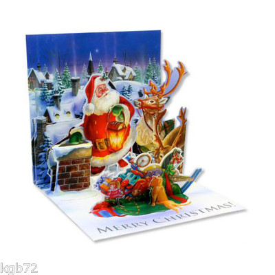 3D Rooftop Santa Pop Up Card Christmas by Up With Paper Treasures #1018
