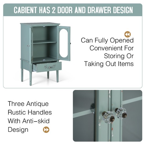 Accent Storage Cabinet 2 Doors w/ Drawer Decorative Cabinet Buffet & Sideboard - Picture 5 of 11
