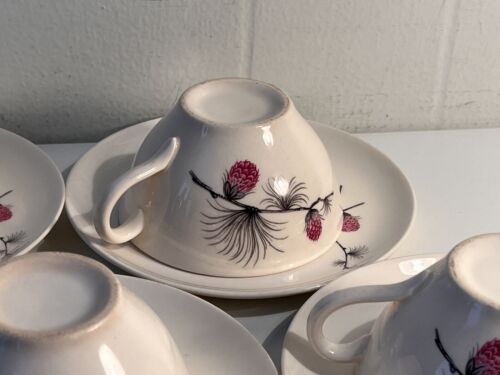 Juegos de 4 tazas de té y 4 platillos de trébol salvaje vintage de Canonsburg década de 1950 en muy buen estado - Imagen 8 de 21