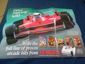 Tengen Drive Yourself Wild Super Sprint NES Nintendo Insert Poster VERY NICE