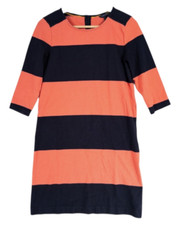 M Tommy Hilfiger Dress Womens Navy Blue Orange/Coral Stripe Cotton Casual Knit