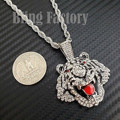 Hip Hop Cubic Zirconia Gold Plated Alloy Tiger Pendant & 24 Hip Hop Cubic Zirconia Gold Plated Alloy Tiger Pendant & 24