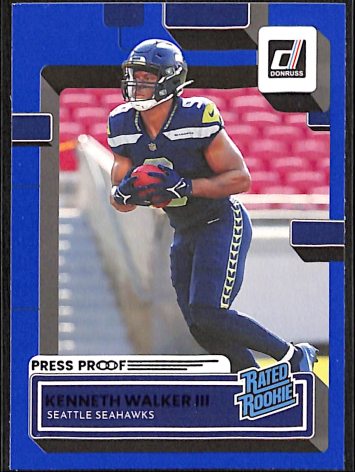 Kenneth Walker III 2022 Donruss Rated Rookie Press Proof Blue RC #318 Seahawks