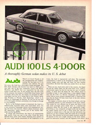 1970 AUDI 100 LS ~ ORIGINAL 4-PAGE ROAD TEST / ARTICLE / AD