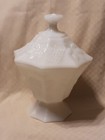 Vintage Octagonal Milk Glass Pedestal Covered Candy Dish — photo 3