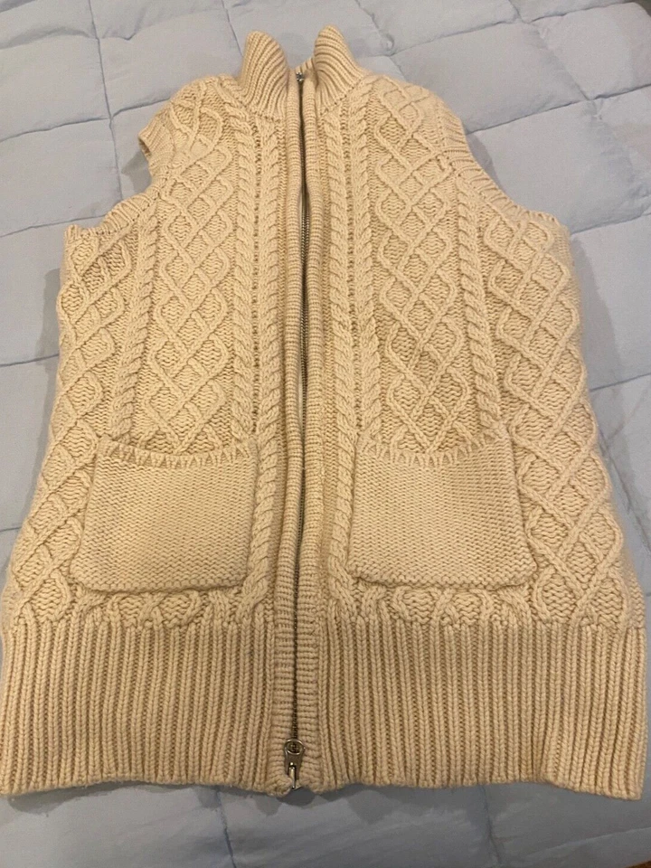 Chaleco para mujer Joie XS aislado con cremallera cachemir/lana tejido con cable usado en excelente estado Foto 2 de 4