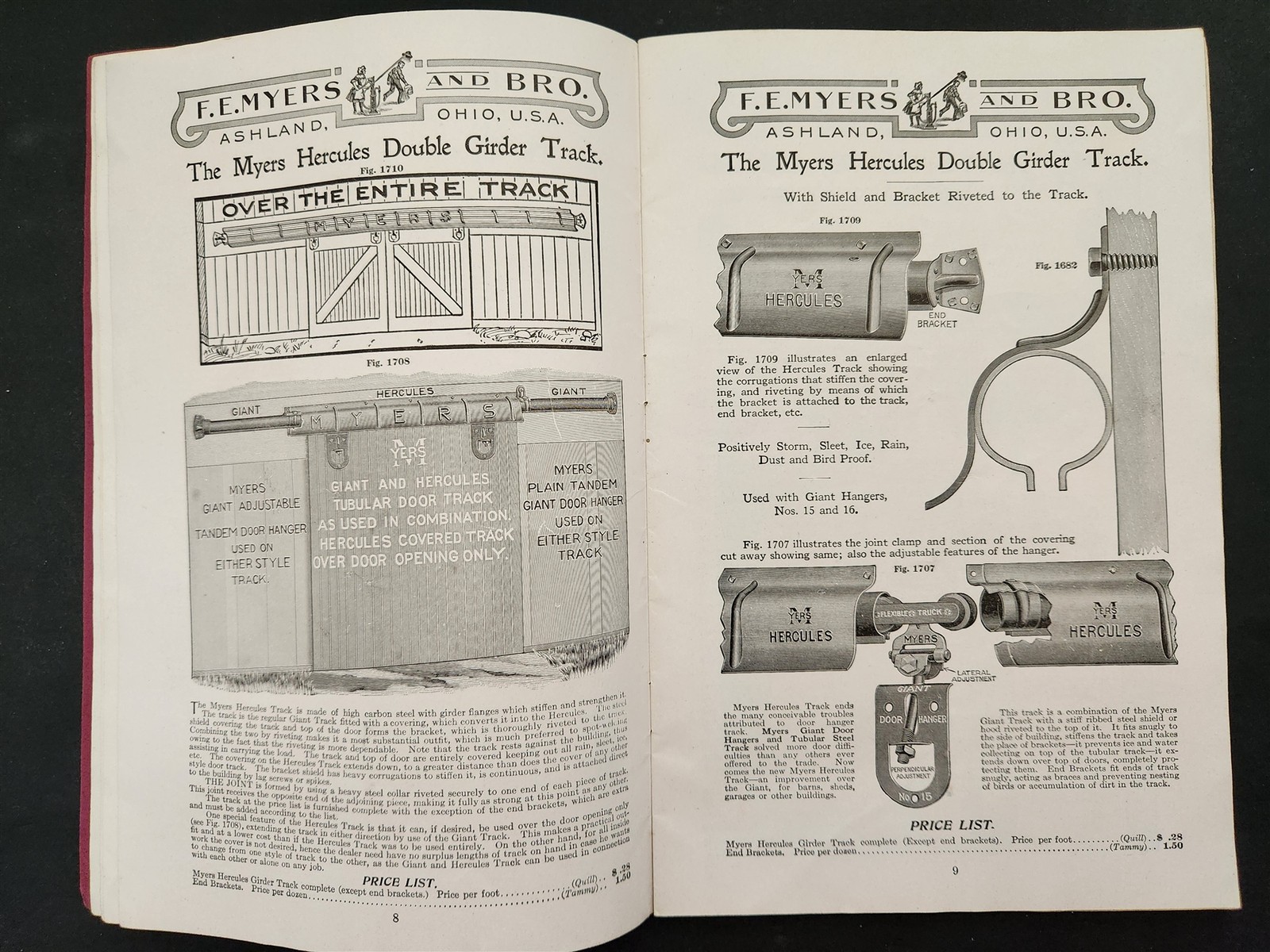1917 antique MYERS DOOR HANGERS CATALOG ashland oh barn sliding hardware