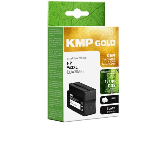 KMP Gold Ink Cartridge for HP 963XL Black (3JA30AE) with OEM Parts and Chip - fo - 第 1/5 張圖片