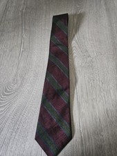 Vintages Mens Burgundy & Green Stripe Tie