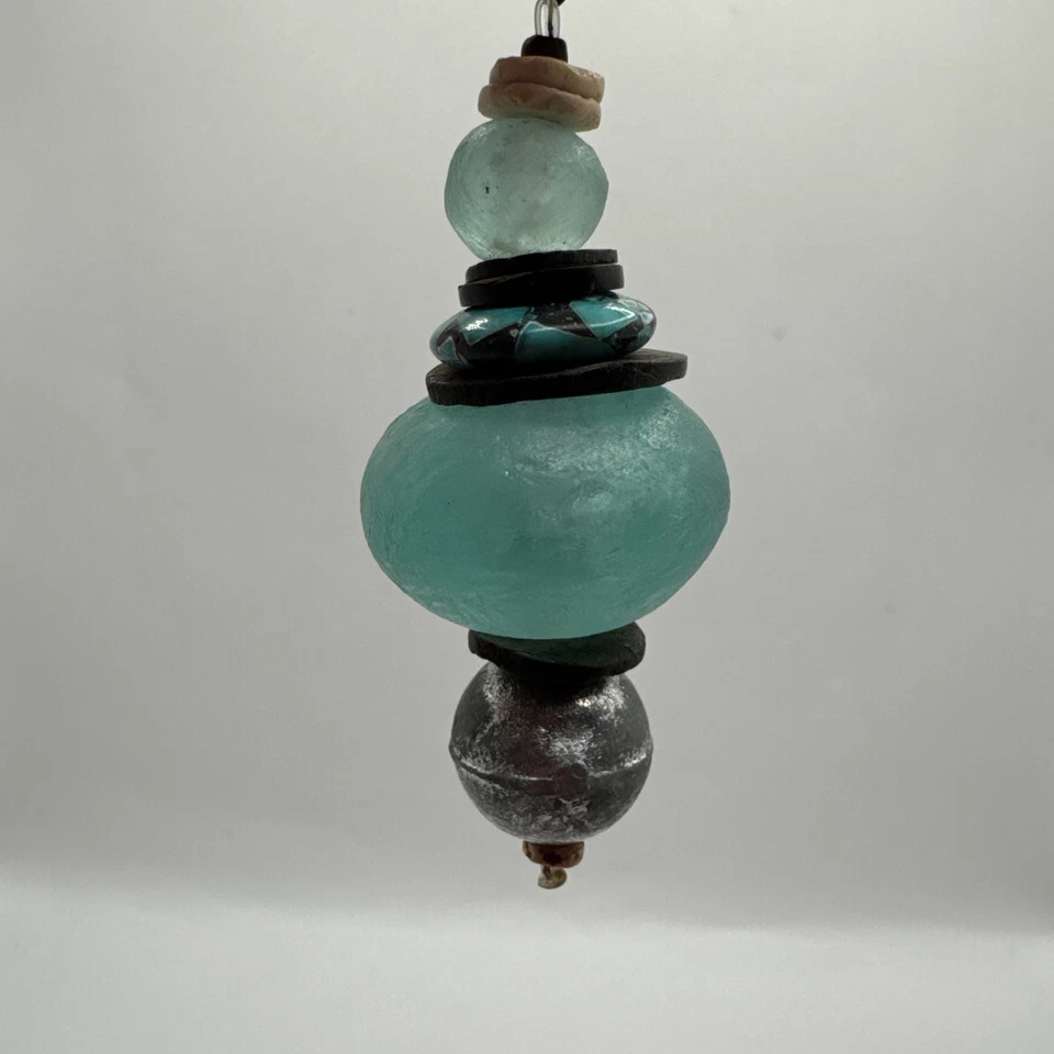 Juego de 4 Pesas Cortina o Mantel Piedras Clip Azul Tono Plata Foto 2 de 4