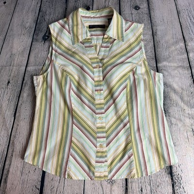 Apostrophe Vtg Y2K Colorful Chevron Striped Sleeveless Shirt Size Medium Petites