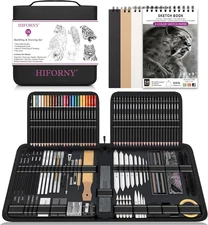 126-Piece Professional Sketching Pencil Set with Art Supplies and Zipper Case