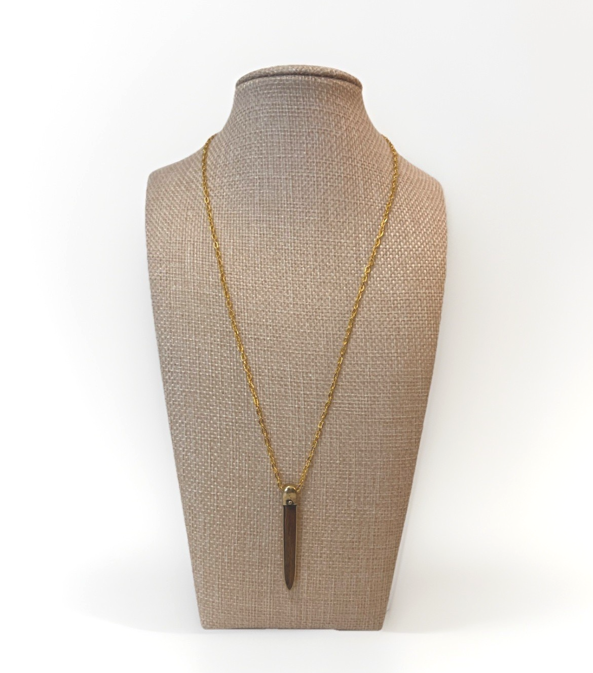 18K Gold Plated Cable Link Chain W/ Wood Boho Pendant Necklace Fashion Jewelry