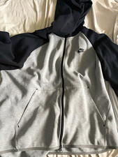 Nike Men's Colourblock Full Zip Hooded Fleece Hoodie Grey/Black Size XXL