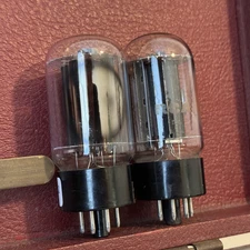 Matched Pair RCA 6L6GC Black Plate Side O Getter Tubes. Test NOS and Very Strong