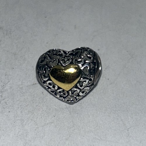 IBB Sterling Silver 925 Designer Signed Charm Bead gold toned heart
