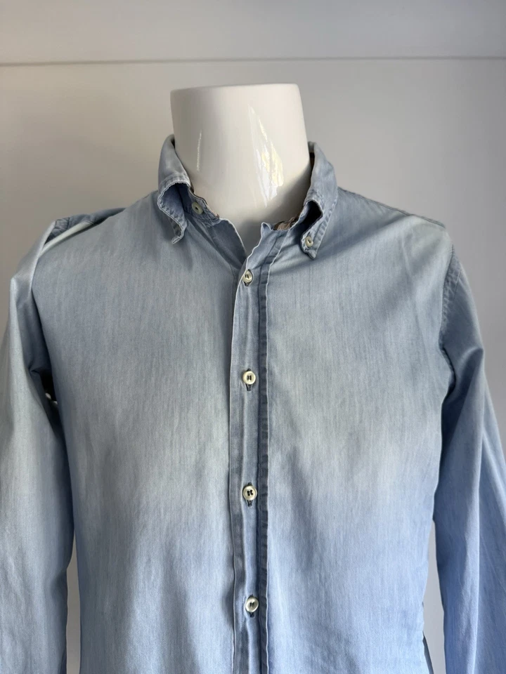 DAKS London Vintage Denim Effect Blue Fitted Shirt Women’s Top Size 38 15 - Image 3 of 4