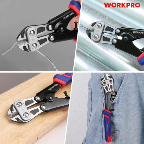 WORKPRO Mini Bolt Cutter 8-inch, Spring 8-inch/210mm, Blue, Silver, Black - Picture 7 of 7