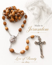 CATHOLIC ROSARY Olive Wood Necklace pouch Handmade in JERUSALEM  FAST US SELLER