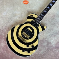 Custom Shop LP Zakk Wylde Yellow Black Circle Electric Guitar Gold Part