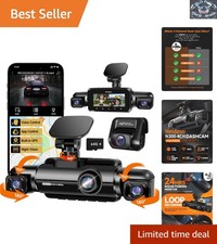 FHD 4-Channel Dash Cam with Voice Control  Built-in GPS   24H Surveillance