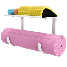 Yoga Mat Holder Wall Mount, Exercise Mat Storage Rack with Top Floating Shelf...