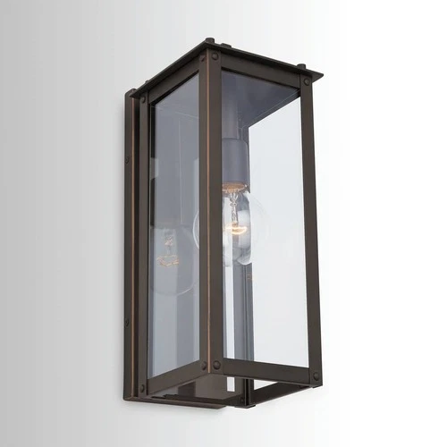 Hunt 15"H Oiled Bronze Aluminum Outdoor Lantern Wall Light - Picture 1 of 7