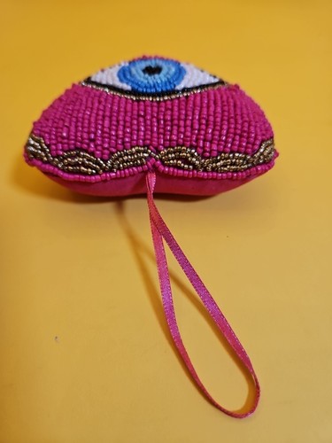 Anthropologie ROSA Perline Malocchio Decorazione Natalizia 3,5"Wx3,5"T~ Nuovo senza etichette - Foto 4 di 8