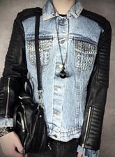 Hybrid Jeans Leder Studded Jacke Y2K Vintage ...