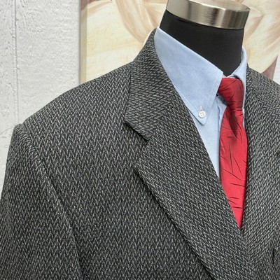 46Xl Vtg Moda Tallia Creazoni Suit Jacket Sport Coat Blazer Chevron Weave Mens