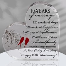 10th Anniversary Heart Keepsake Wedding Gift for Couple Parents Husband
