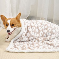 Winter Warm Flannel Pet Blanket - Fleece Lined Dog Cat Bed Cover for Cold Days